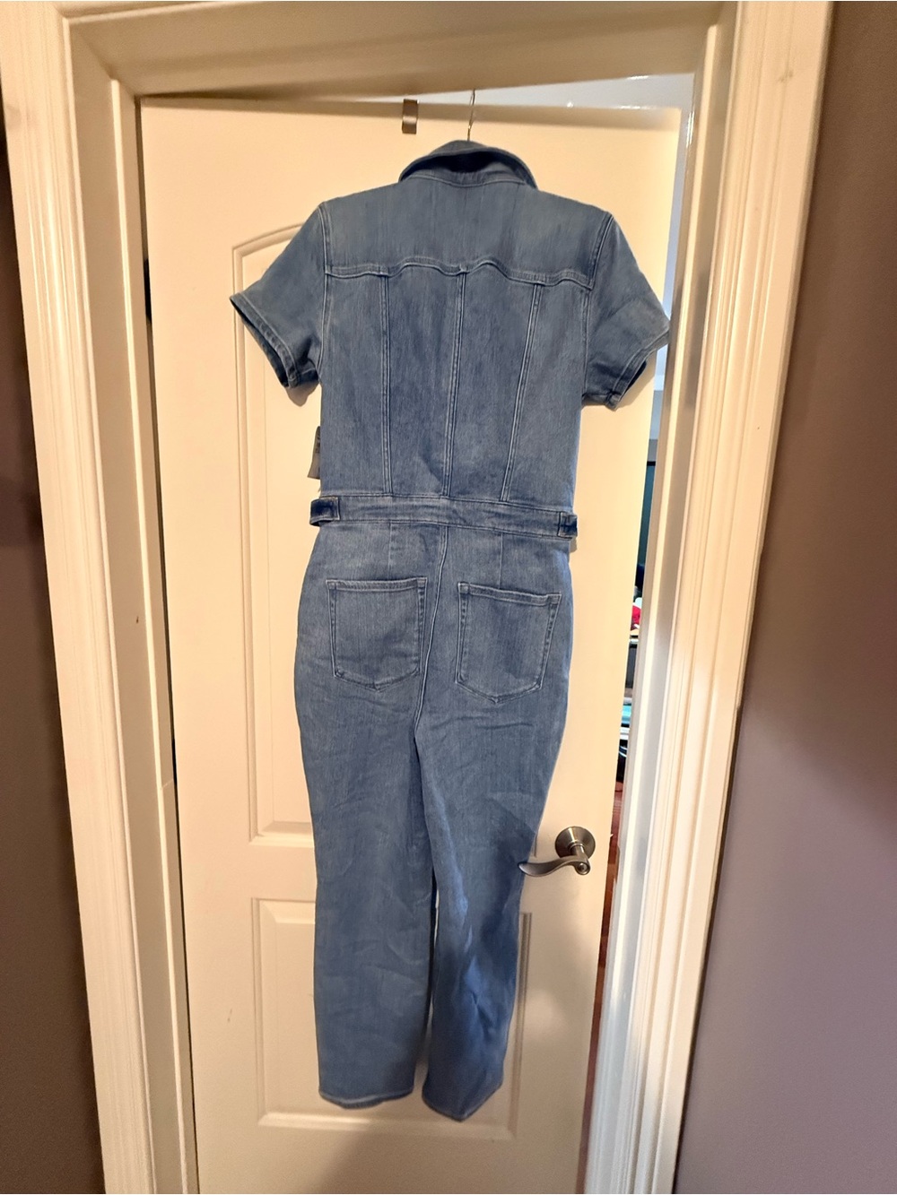 Good American Light Blue Denim Short-Sleeve Jumpsuit Overalls - Picture 5 of 7